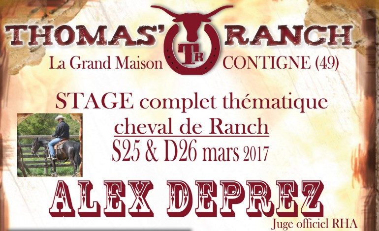 A la découverte du cheval de ranch à Contigné (49) avec Alex Deprez les 25 et 26 mars 2017